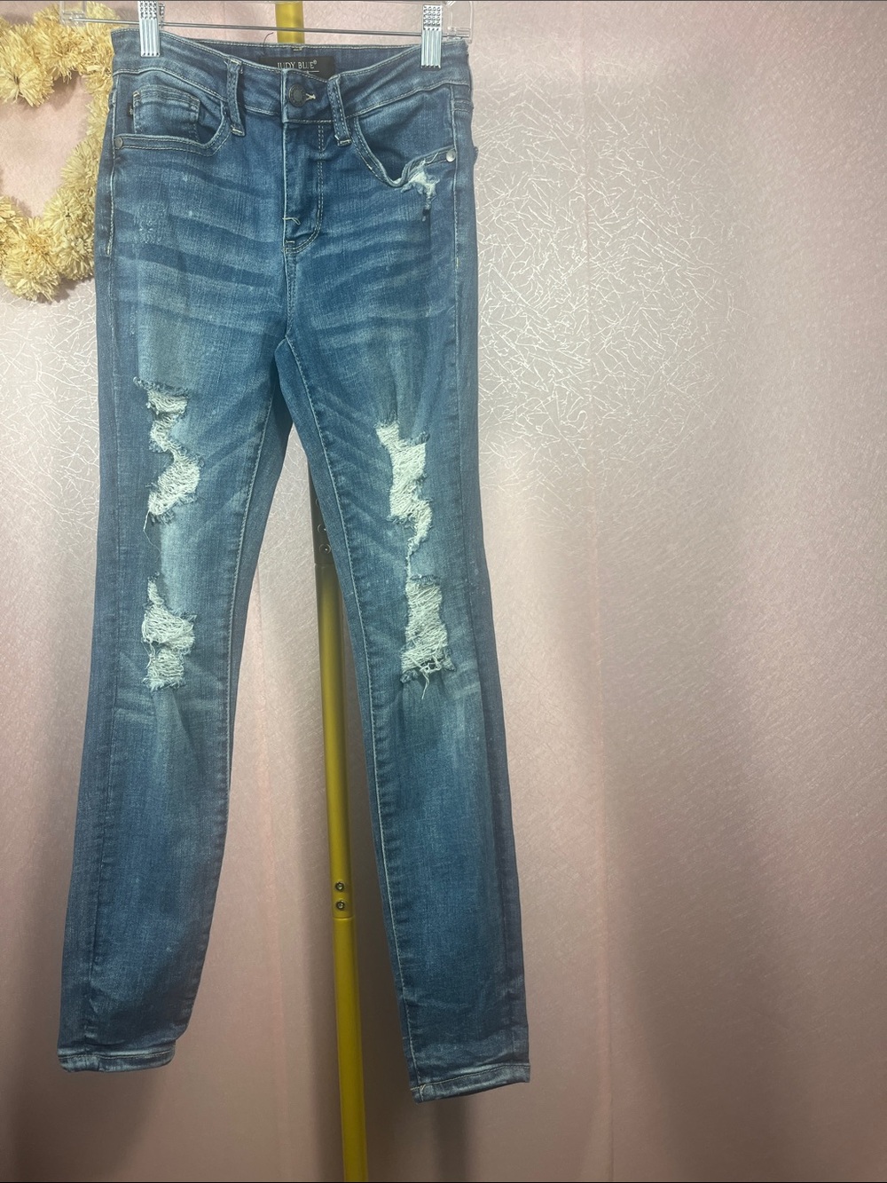 Judy Blue Medium Blue Distressed Skinny Jeans